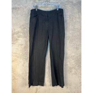 Loft Linen Pants Size 4P The Julie Trouser Black Wide Leg Lagenlook Minimalist